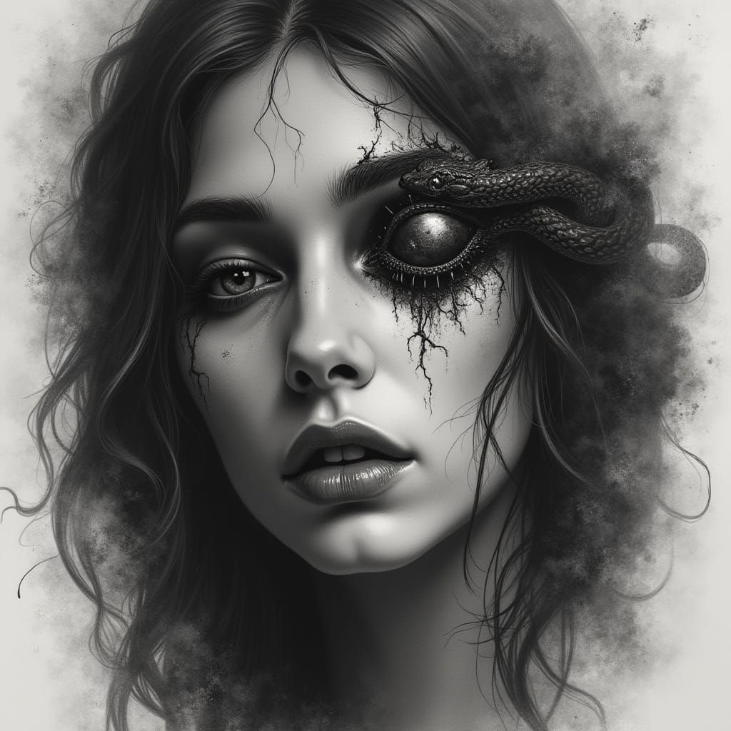 Sinister Elegance: Lilith with Serpent, Tattoo Art