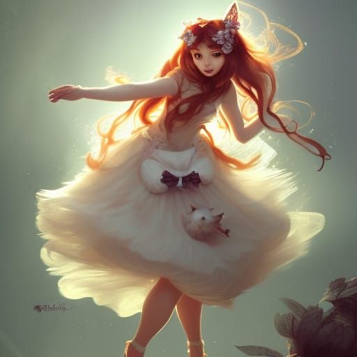 Adorable Fox-girl VIXEN wearing a Cute crinoline skirt.