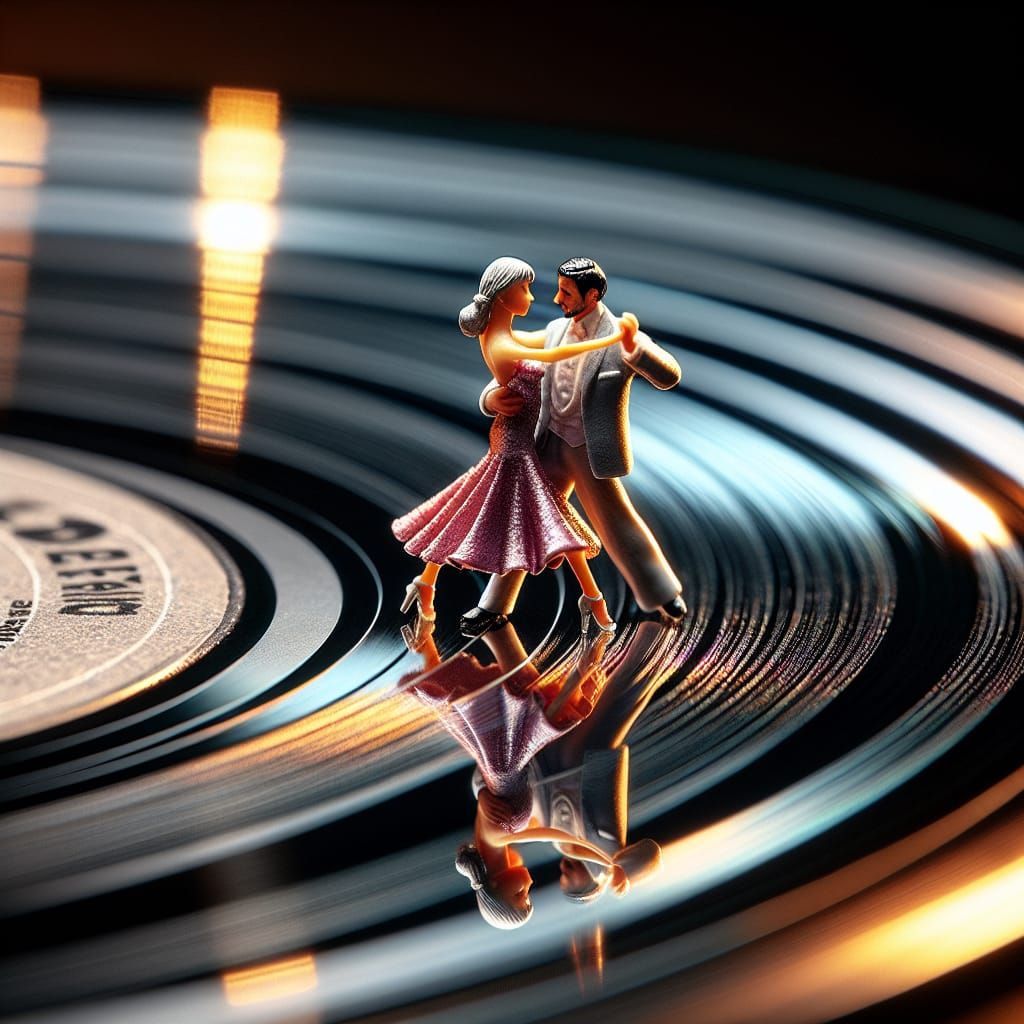 Elegant Waltz on Vinyl Record Grooves