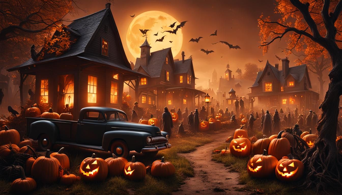 Haunted Halloween Diorama: Pumpkin People Invasion