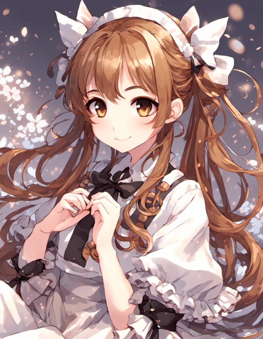 Brown Panda Girl in Vtuber Design with Long Hair and Pigtail...