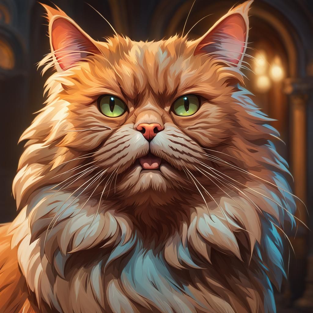 Vibrant Orange Persian Cat Teasing with Tounge Out in Hyper....