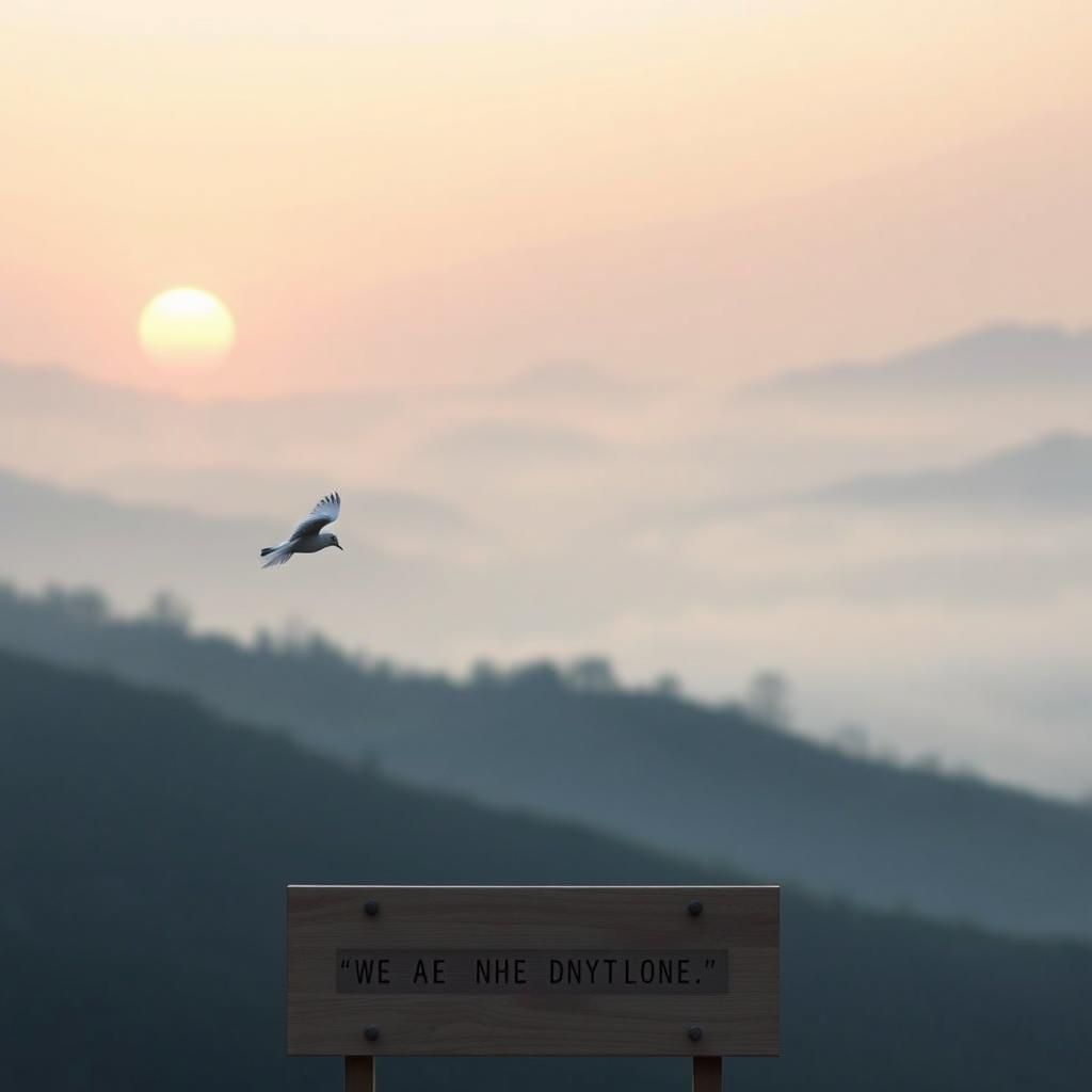 Soft Focus Morning Landscape with Quote Board