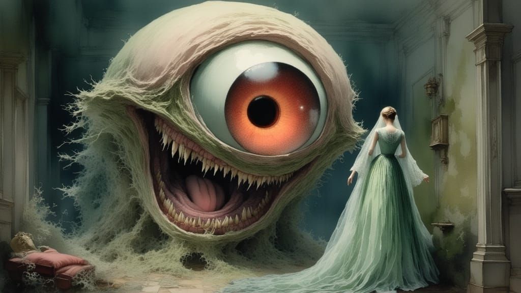 Menacing Ethereal Eyeball in Visceral Style