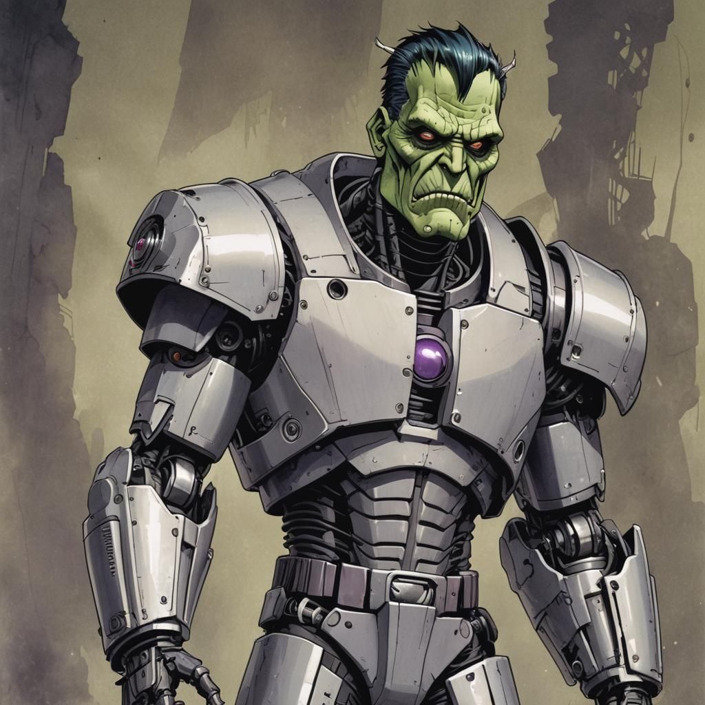 Frankenstein Dressed as Megatron in Cyberpunk Fashion
