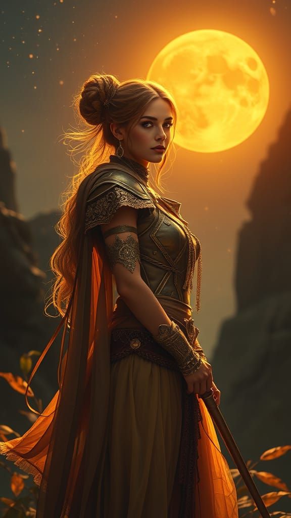 Biopunk Princess Warrior Scholar in Golden Impasto Style