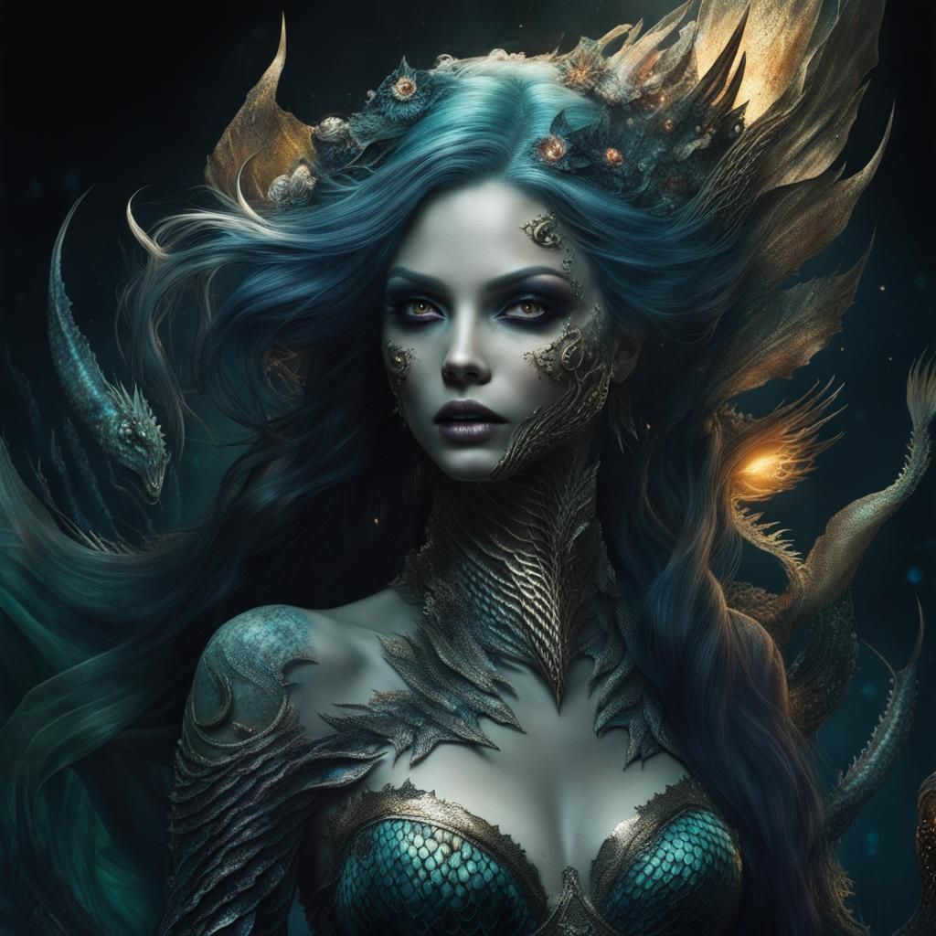 Ghostly Mermaid Zombie in a Whirlwind of Souls
