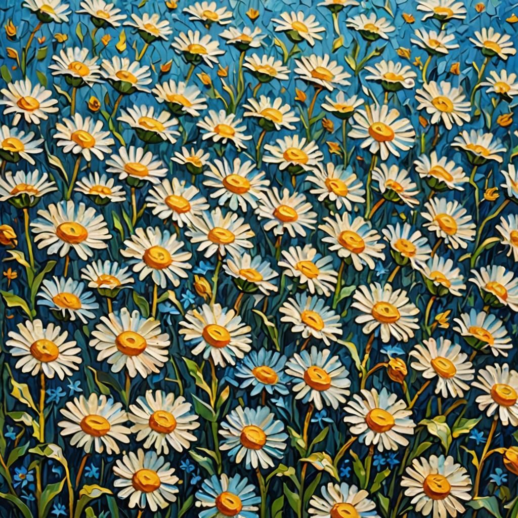 Surreal Bluefly Lost in Impasto Oil Painting of Electric Dai...