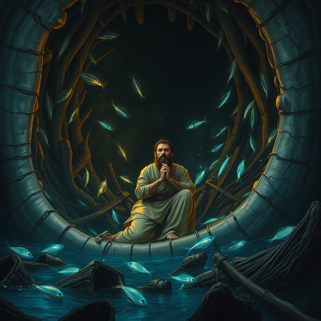Jonah's Prayer in the Whale, Baroque Style