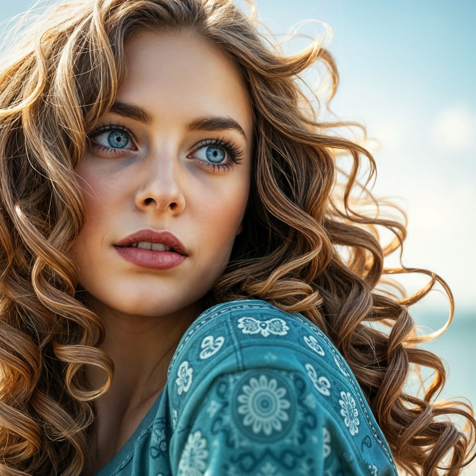 Daydreaming Woman in Vibrant Hues