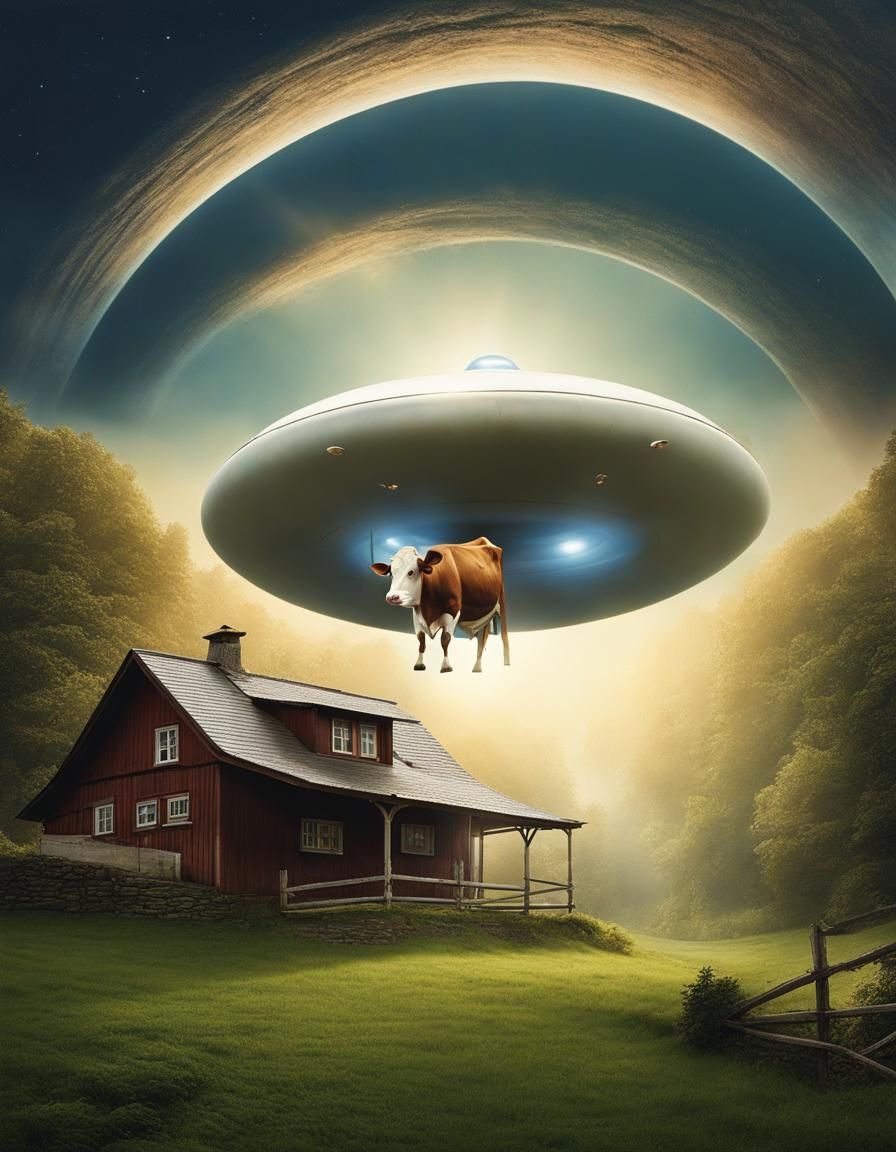 Surreal Landscape with a Xenomorphic Visitor in a Whimsical...