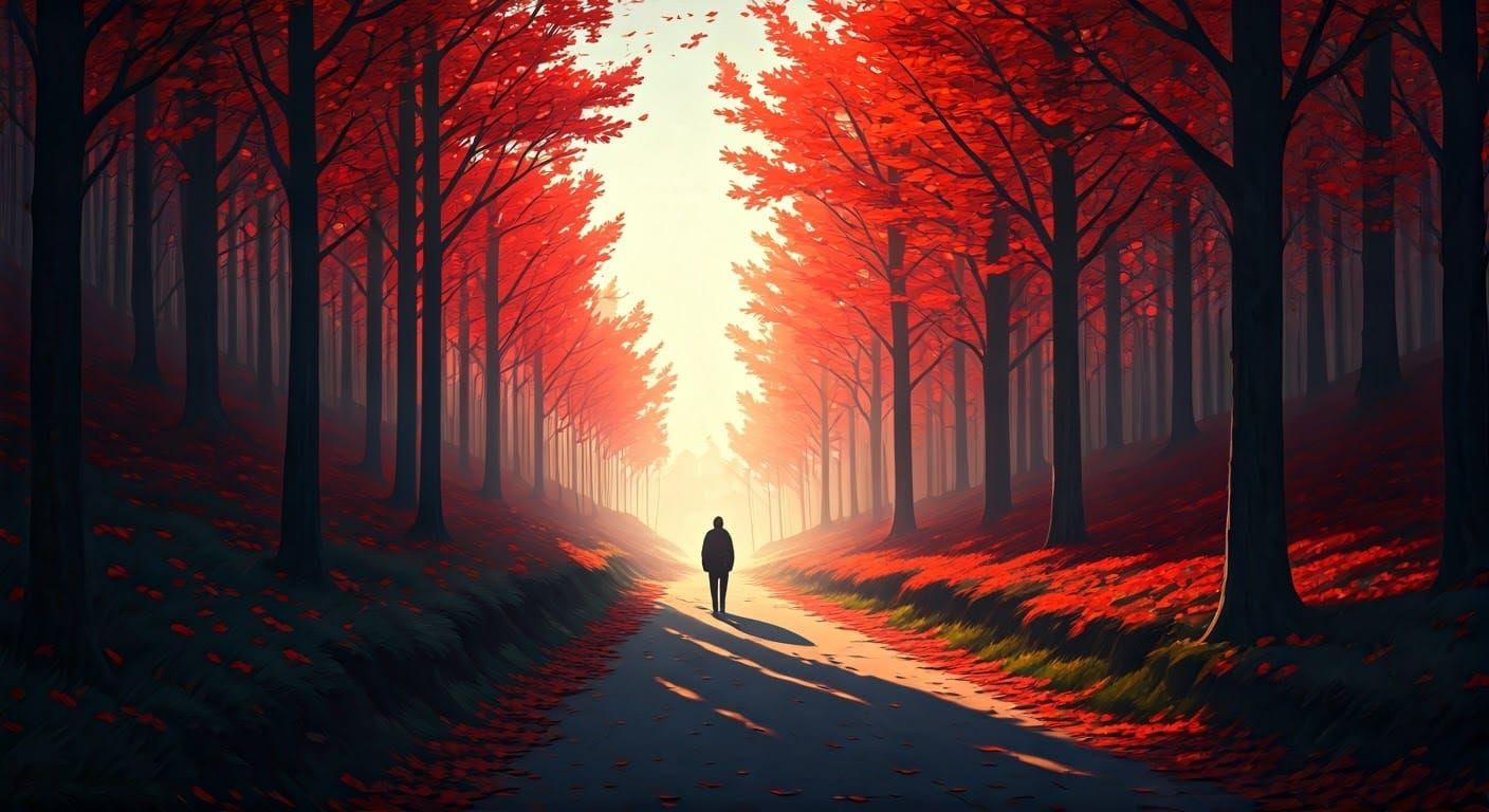 Ethereal Autumn Wanderer in Painterly Style