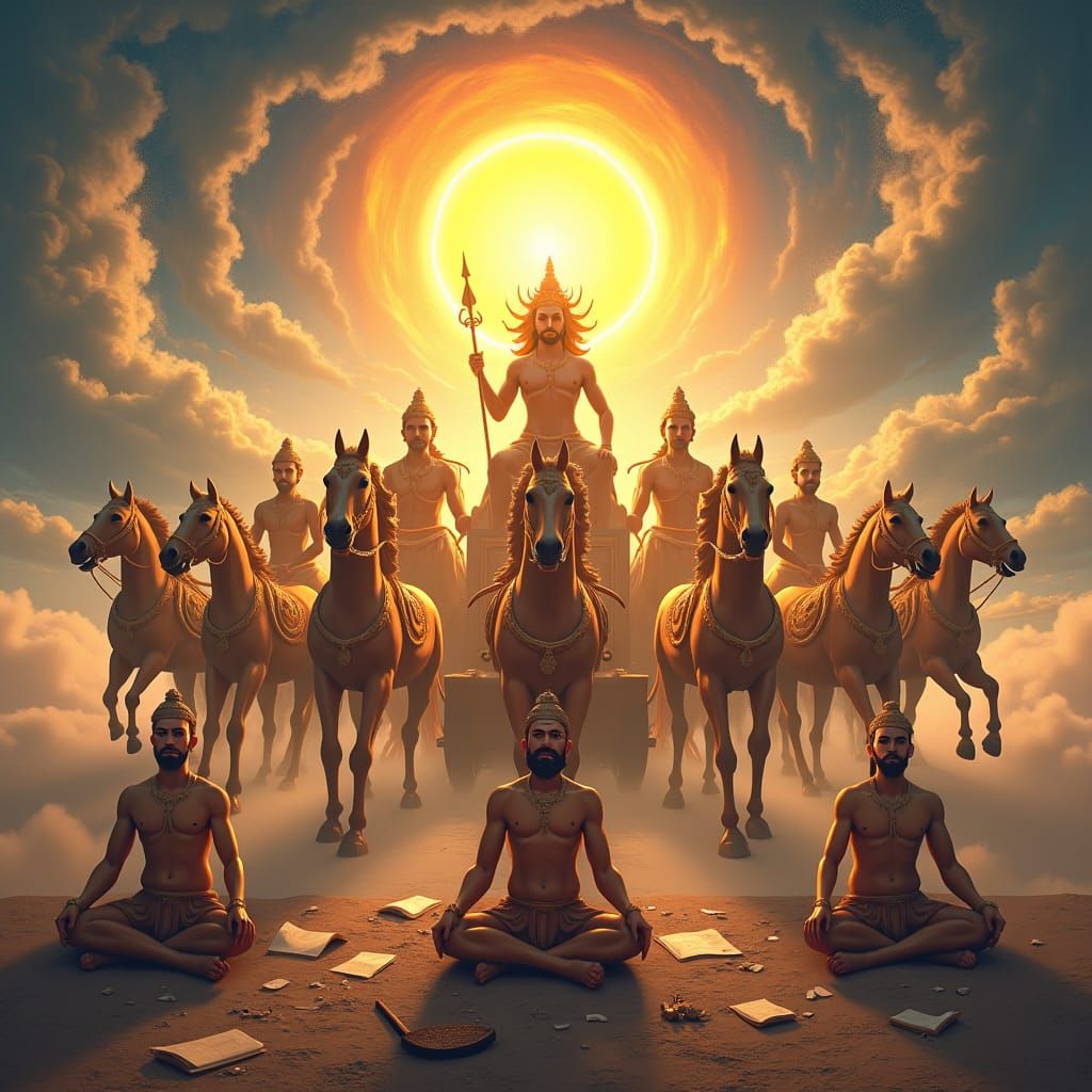 Majestic Navagraha Gods in Fantasy Concept Art Style