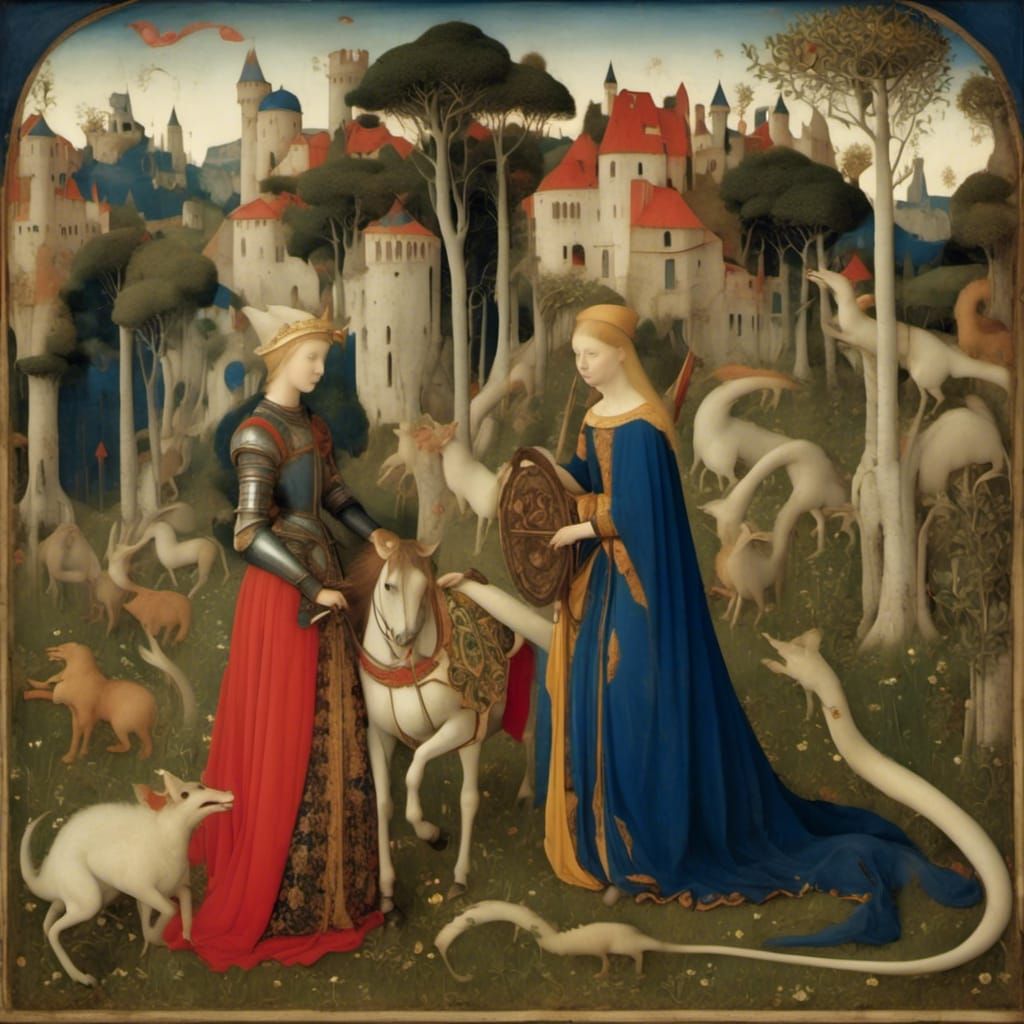 Regal Knight and Dragon in a Medieval Realm