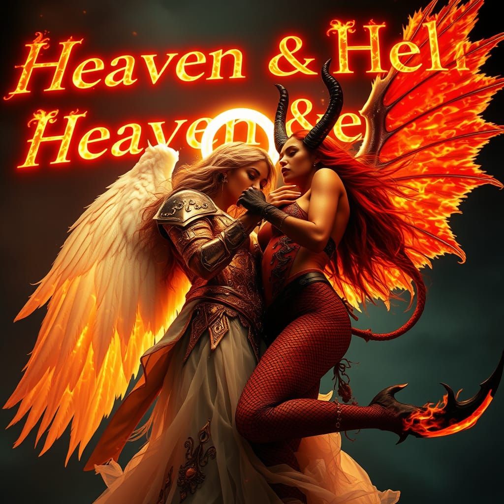 Heaven & Hell: Angel and Demon Tango in Flaming Letters