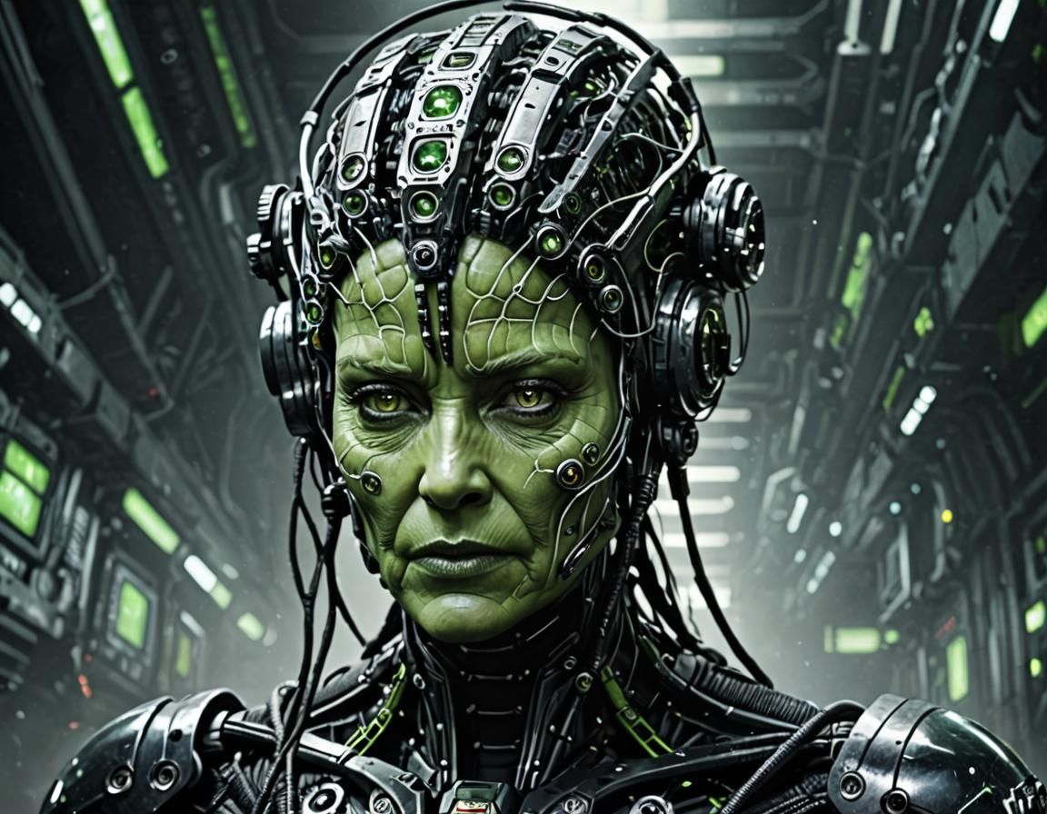 The Borg Queen Conquers a Terran Planet in Cyberpunk Style