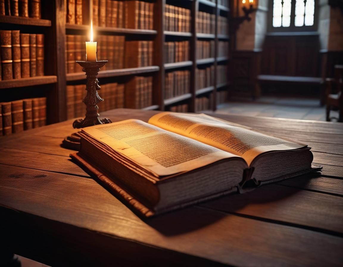 Medieval Illuminated Manuscript in Cinematic Lighting