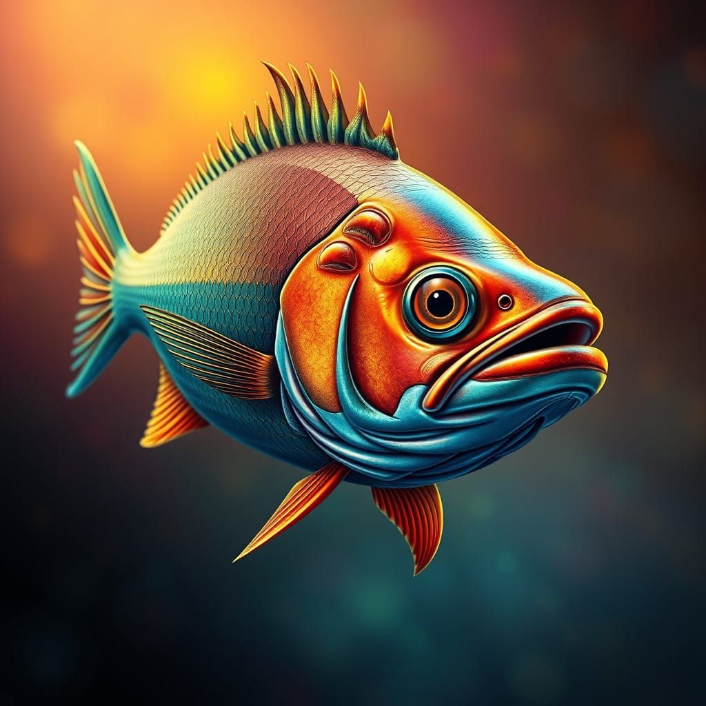 Hyperrealistic Angle Fish in Vibrant Ocean Depths
