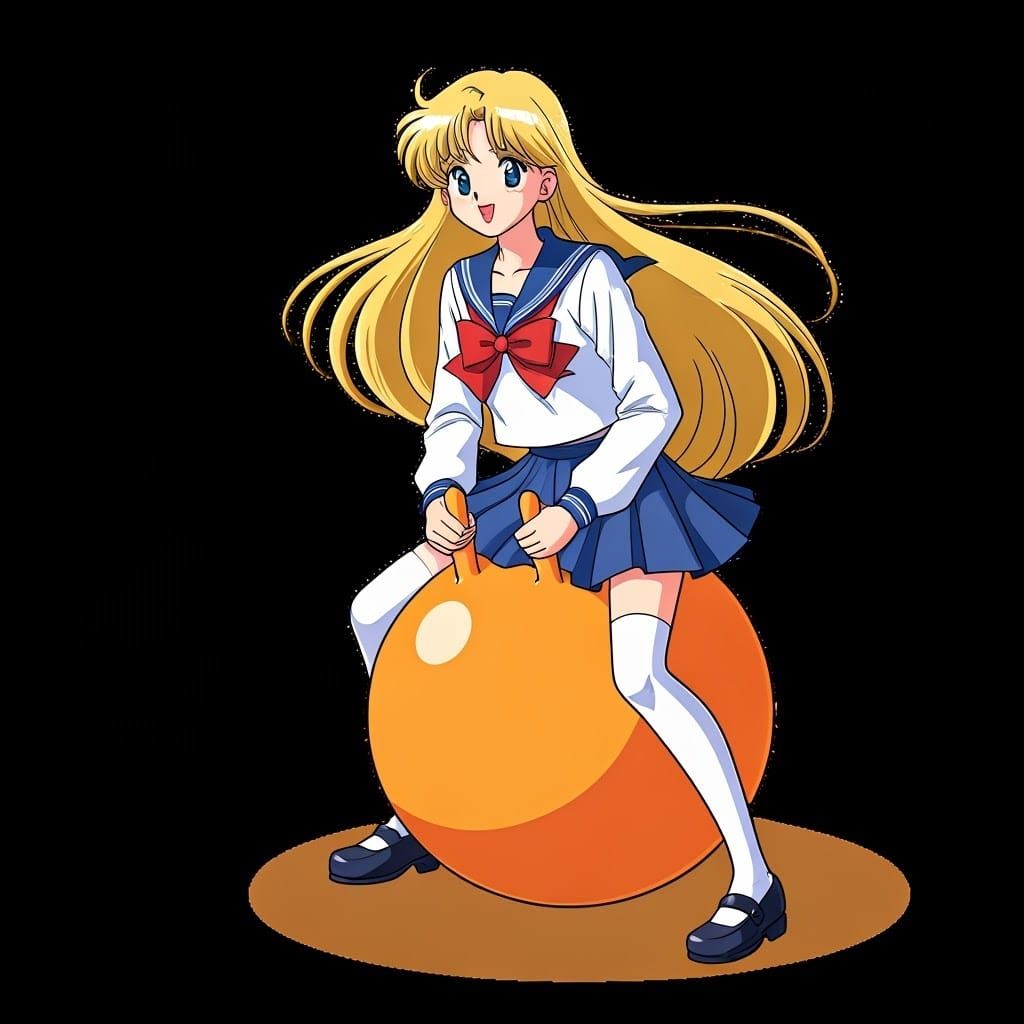 Magical Girl Minako Aino Plays on a Colorful Hop Ball