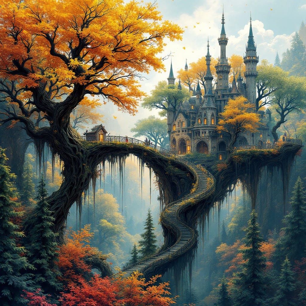 Surreal Tree Castle Ascends in Baroque Splendor