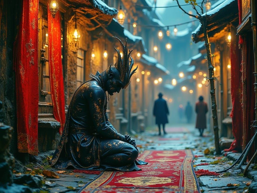 Tamed Demon in Art Nouveau Magical Market Portrait