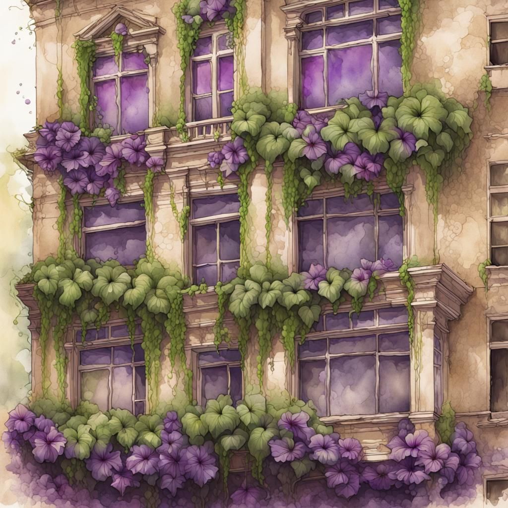 Vibrant Hibiscus Blooms on a Weathered Urban Landscape