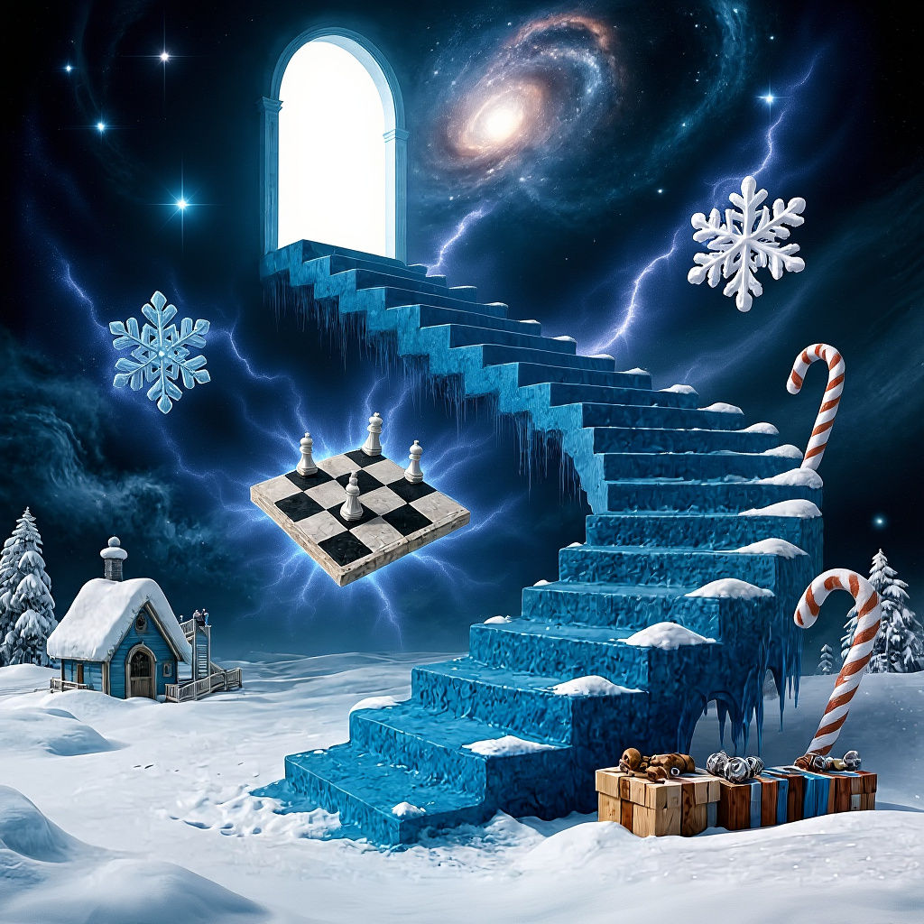 Surreal Blue Stairway to a Cosmic Portal