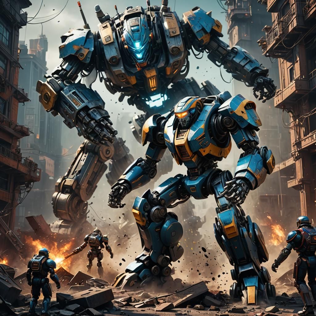 Epic Robot Duel in Splendid Fantasy World