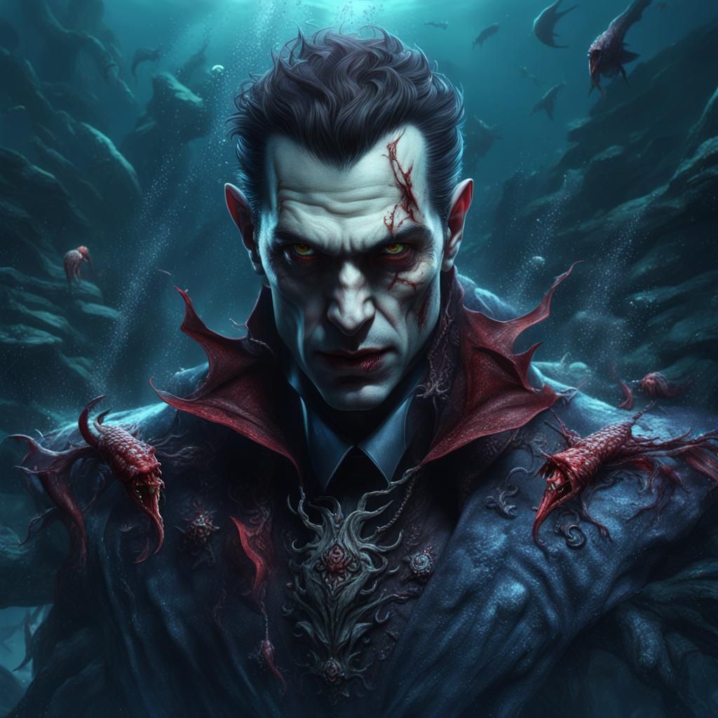 Mysterious Submerged Vampire in a Kaleidoscope of Colors