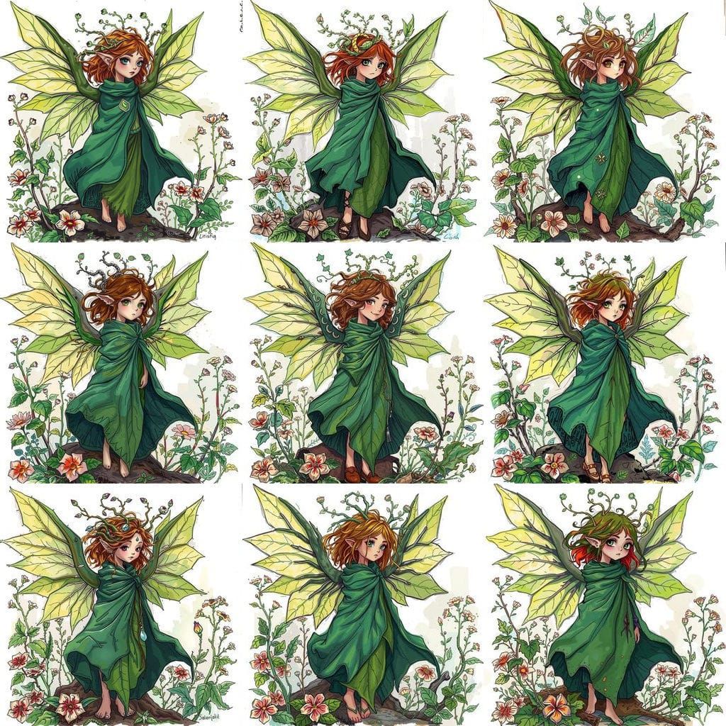 Dryad Witch in Emerald Cloak Illustration