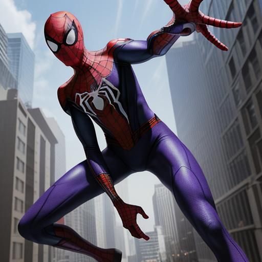 Spiderman in a Vibrant Purple Costume