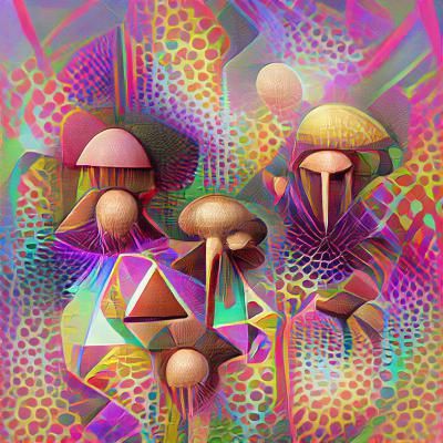 Psychedelic Geometric Art of Magic Mushrooms