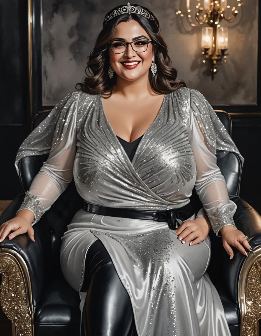 Charming Middle Eastern Woman in Leather Dress