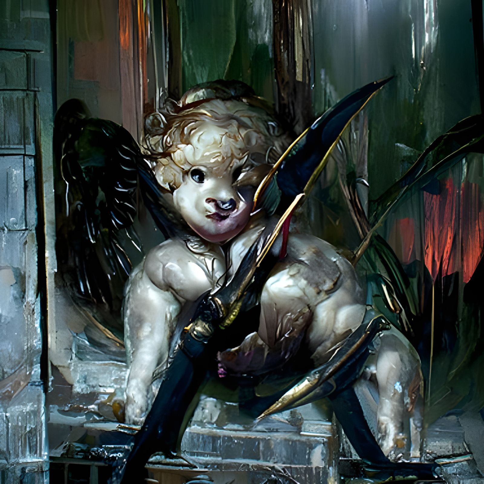 Cupid's Golden Form Emanates from a Majestic Renaissance Thr...