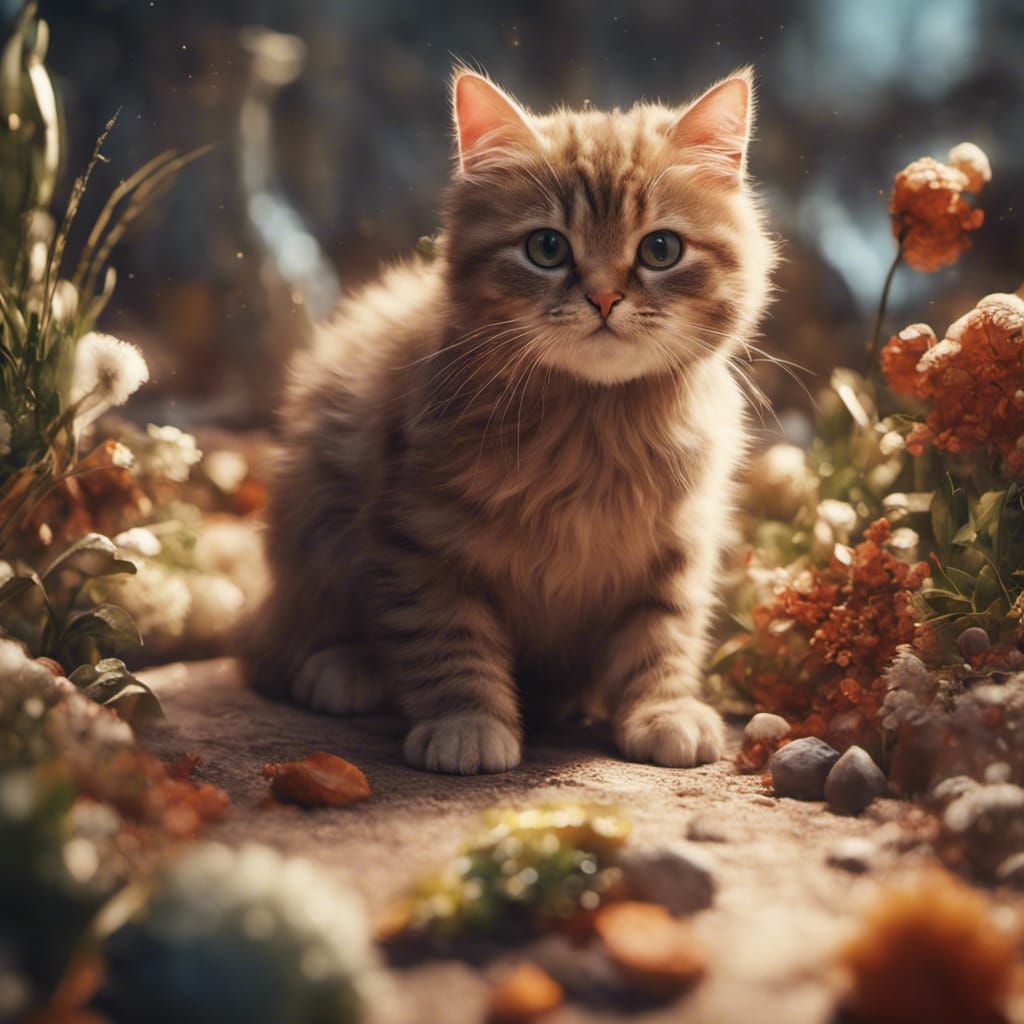 Vibrant Brown Cat Portrait in Hyper Realistic 8K Detail