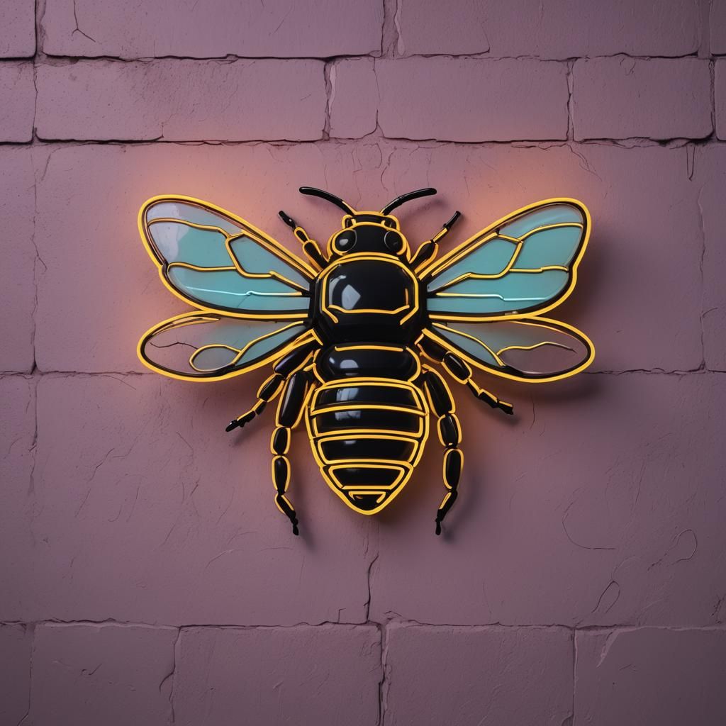 Neon Bee Illuminates Retro Bar
