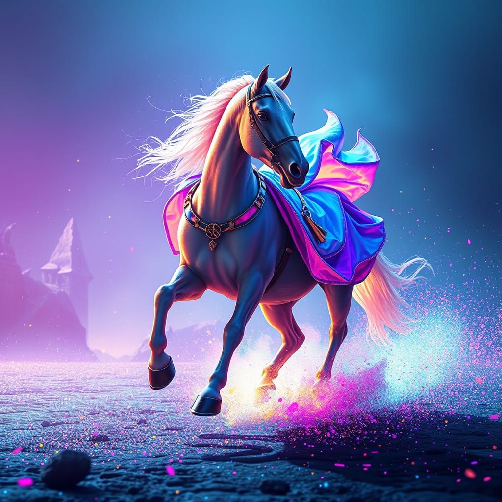 Vibrant Horse Spreads Rainbow Glitter in Whimsical, Ancient ...