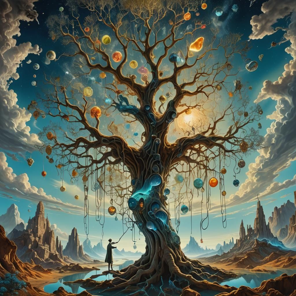 Surreal Cosmic Landscape in Intricate Salvador Dalí-Inspired...