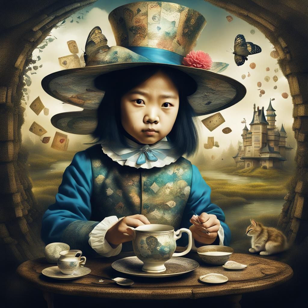 Surreal Fantasy Alice in Wonderland Rembrandt Painting