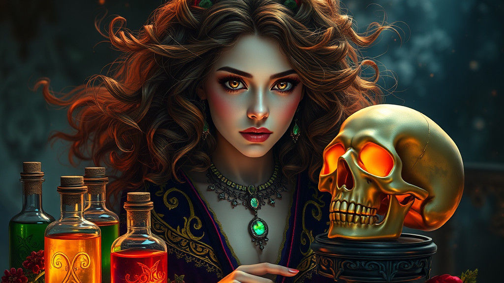 Mystical Woman in Vibrant, Otherworldly Beauty