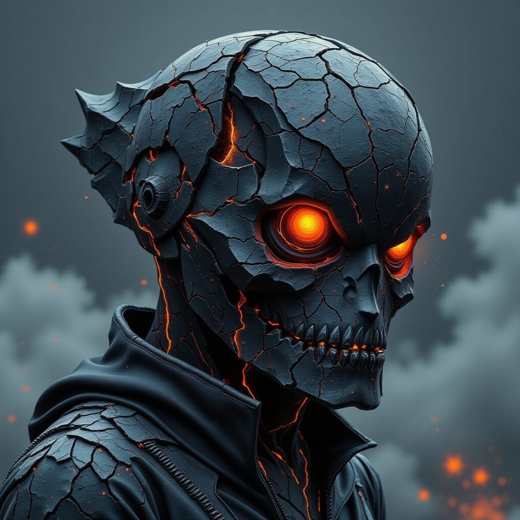 Abstract Block Head with Neuroglow Synapsis