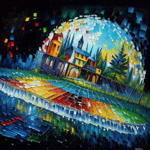 Vibrant Neo-Impressionist Mosaic Patchwork in Thick Layers