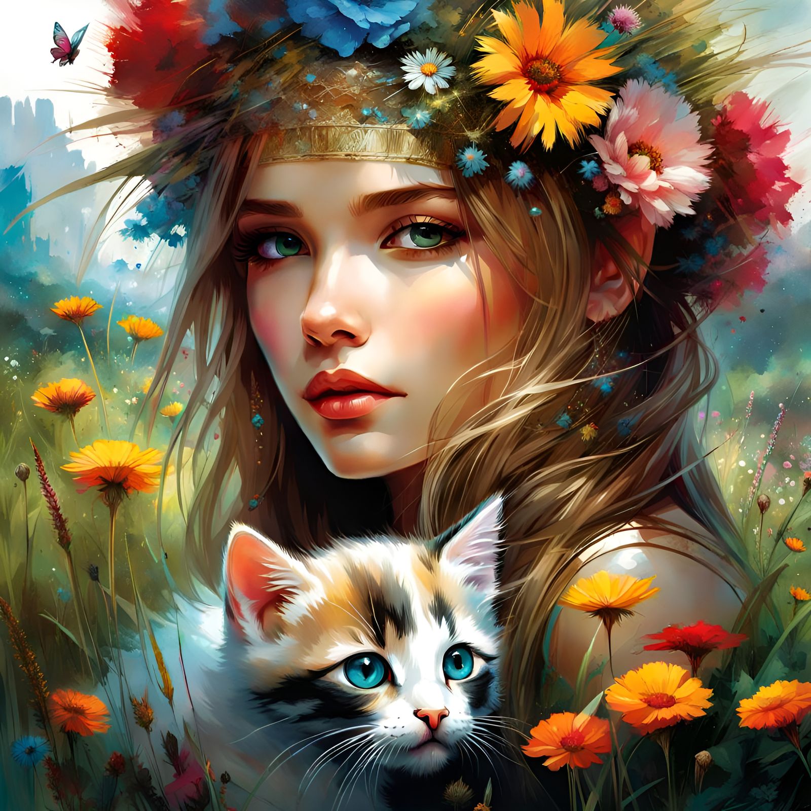 Hailey with her Favourite Cat!