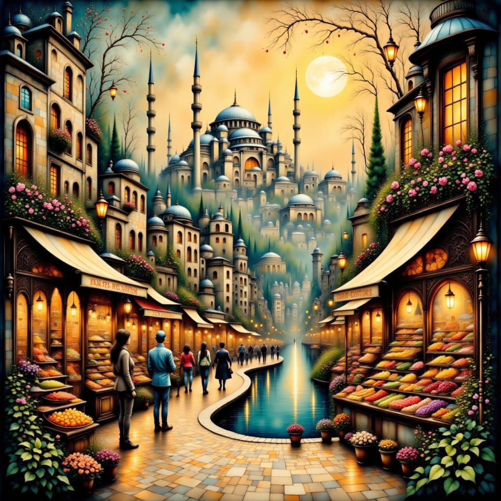 Turkish Cityscape in a Golden Light