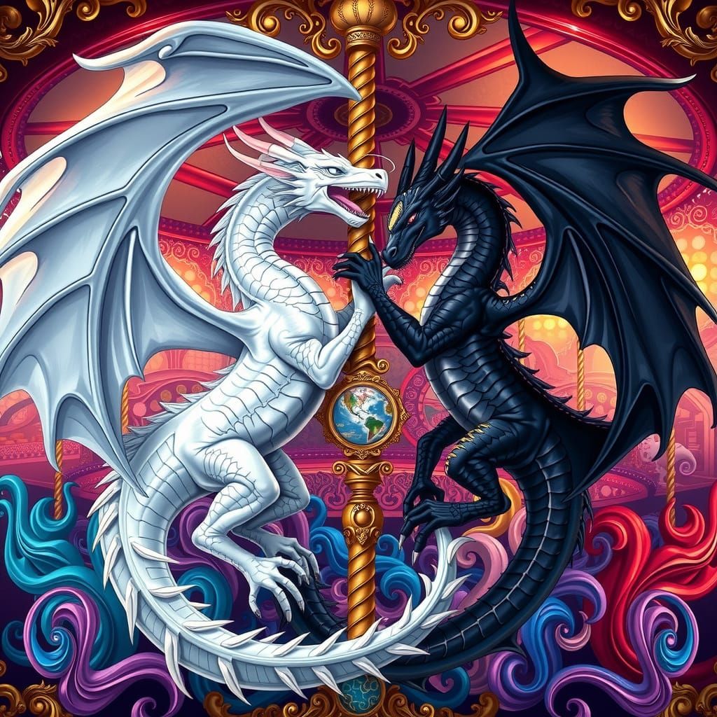 Yin Yang Dragons on a Carousel