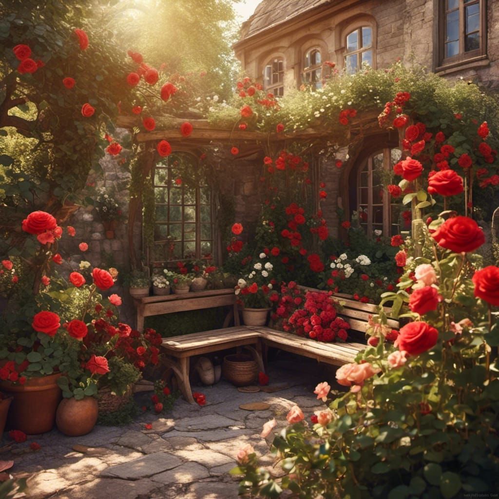 Cozy Reading Nook with Vibrant Flowers