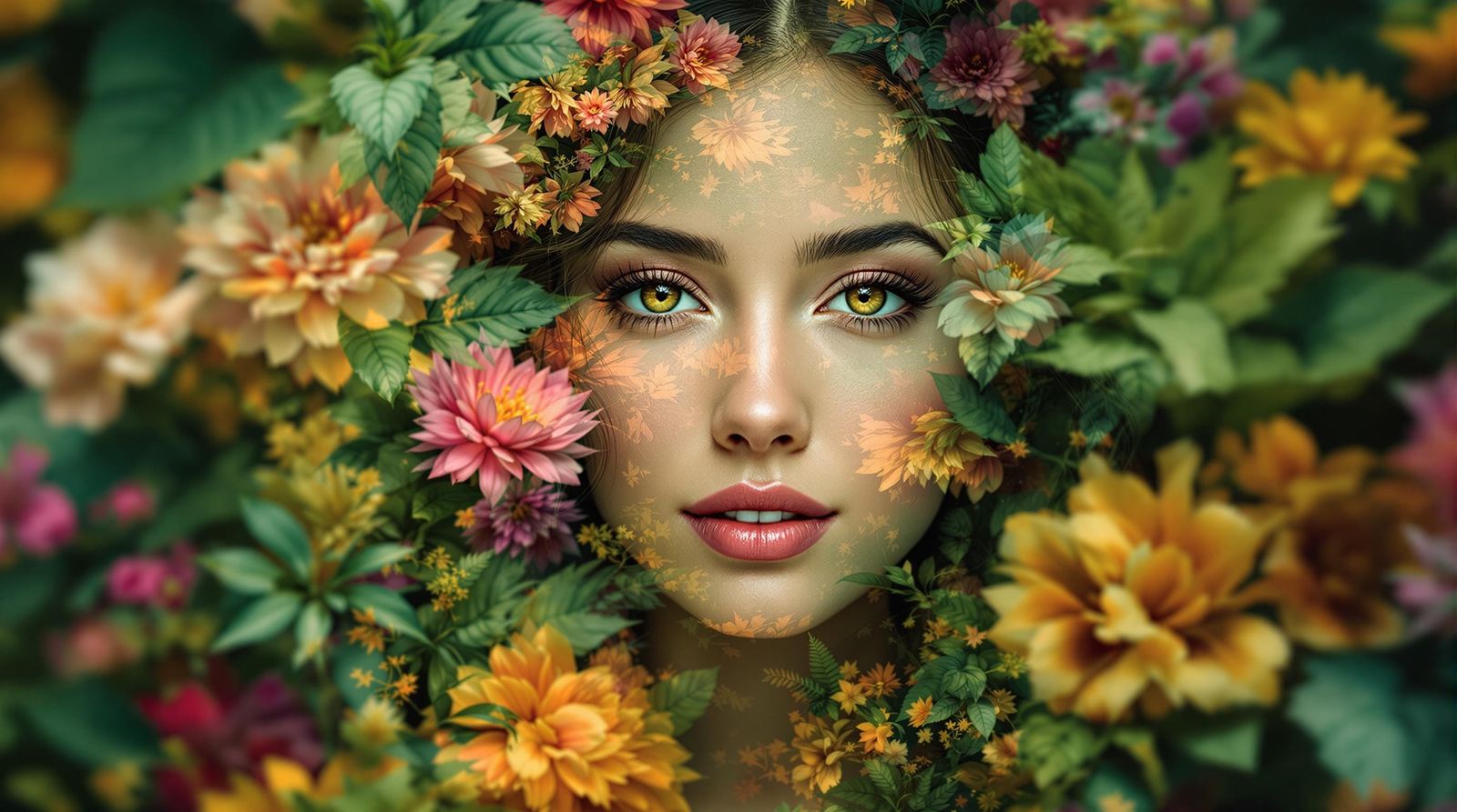 Serene Woman in Vibrant Garden Paradise