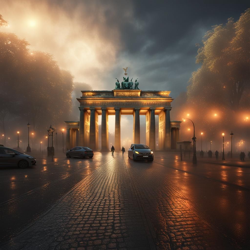 Berlin Brandenburg Gate in Mystical Fog