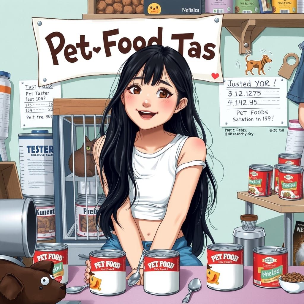 Whimsical Pet Food Taster Girl