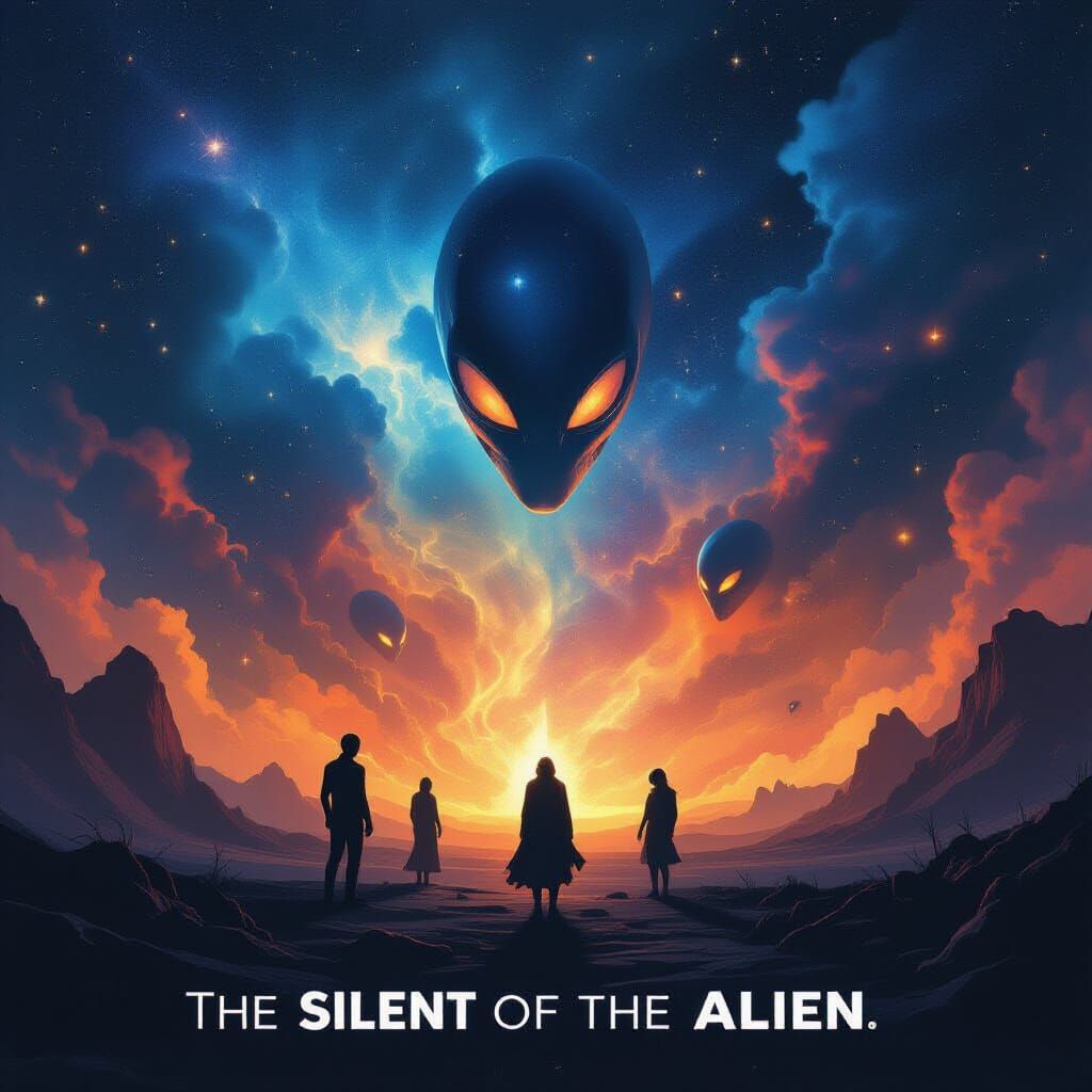 The Silent of the Alien Movie Poster in Cosmic Style
